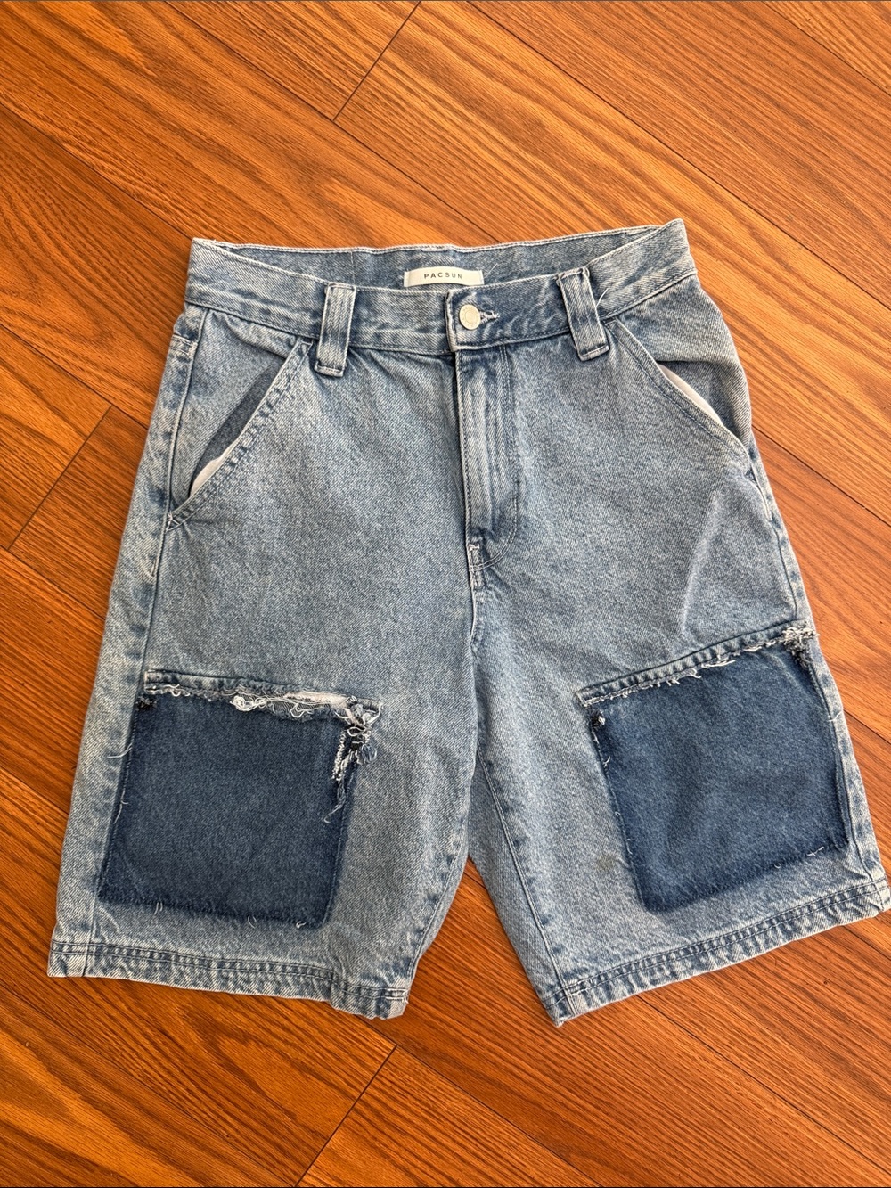 PacSun boy fit cargo shorts with denim patch